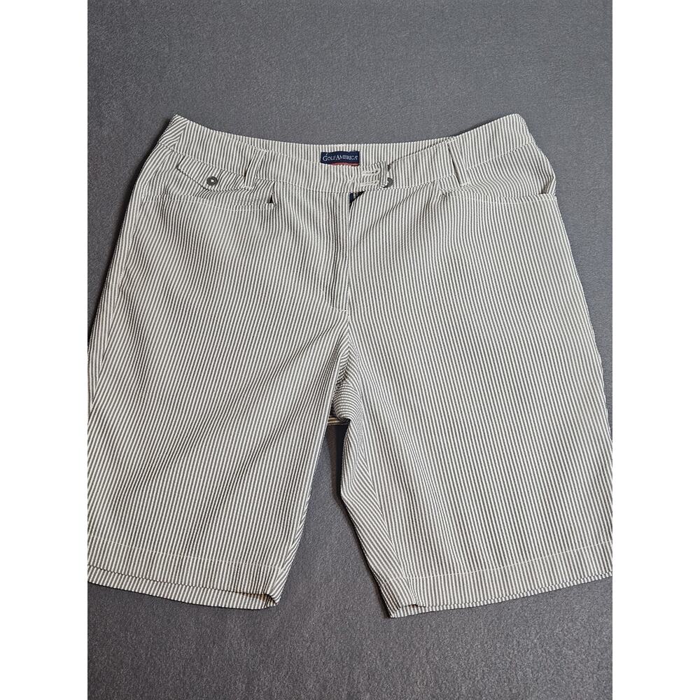 Golf America Shorts Womens 6p Gray & White Pinstripe Golf Shorts